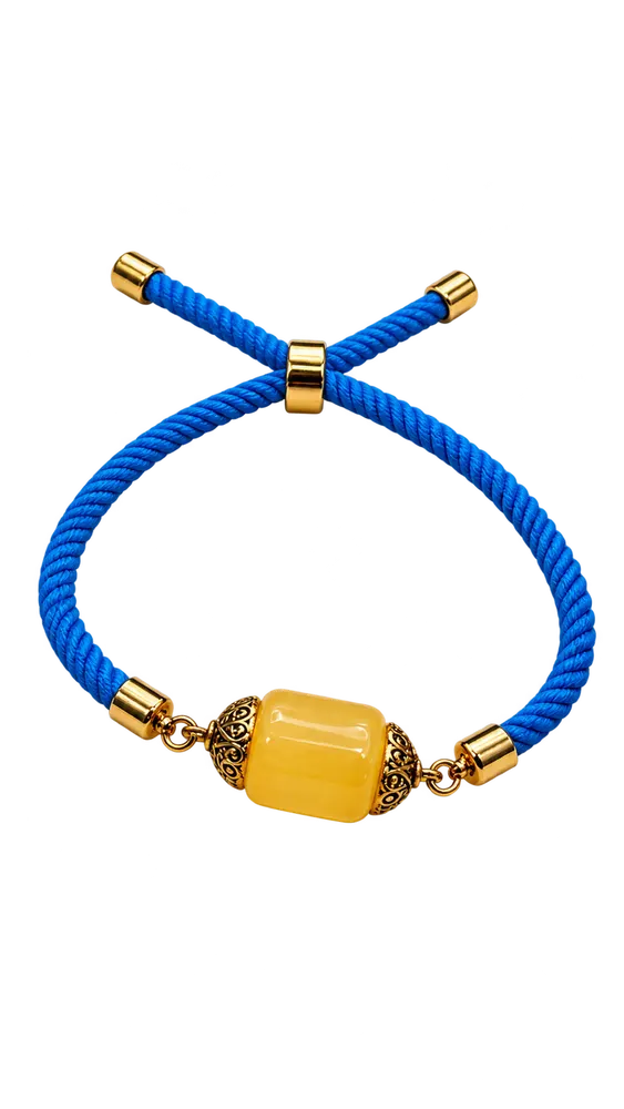 Bright Blue Square Amber Bracelet — 10.5 mm