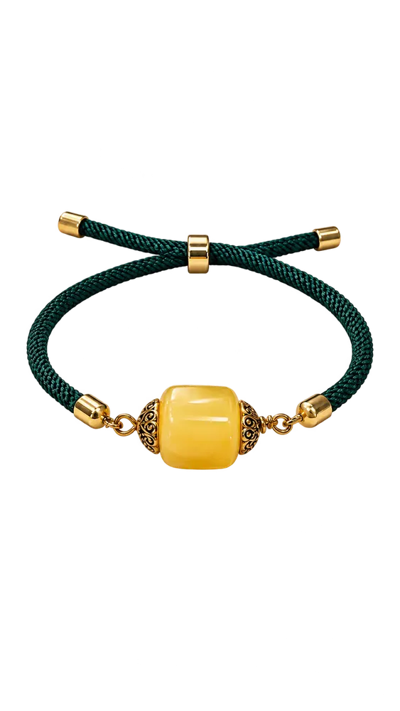 Green Square Amber Bracelet — 12 mm