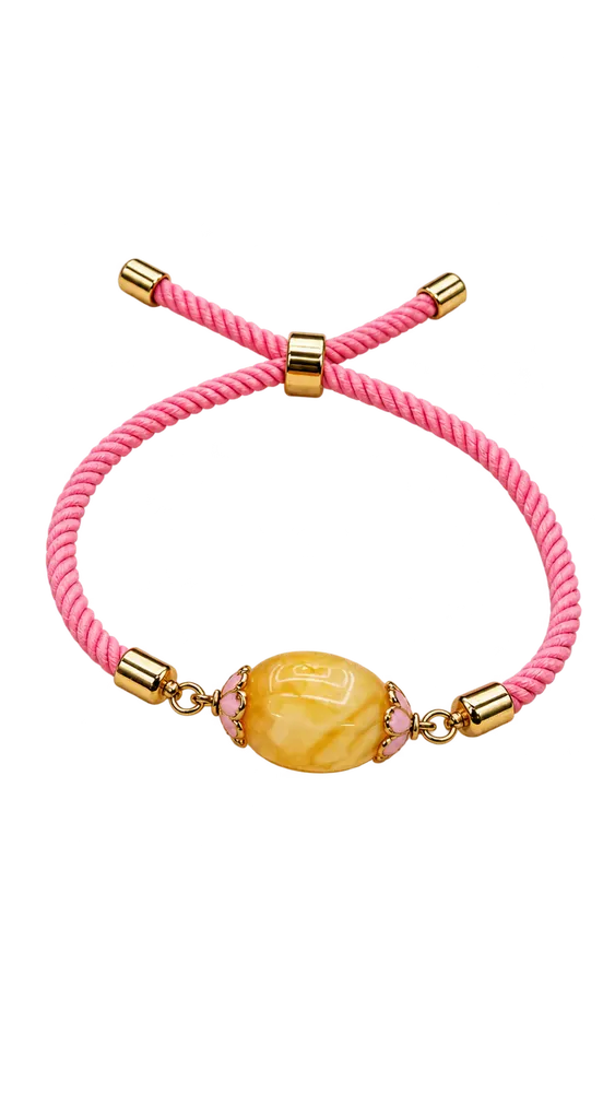 Light Pink Oval Amber Bracelet — 11.25 mm