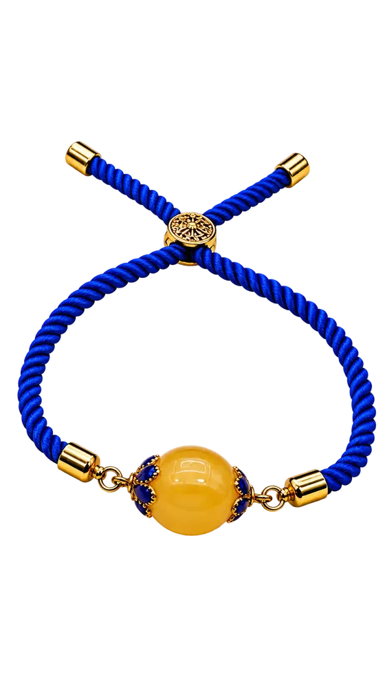 Royal Blue Oval Amber Bracelet — 12 mm