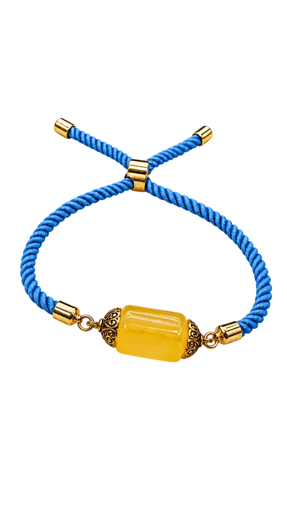 Sky Blue Square Amber Bracelet — 9.75 mm