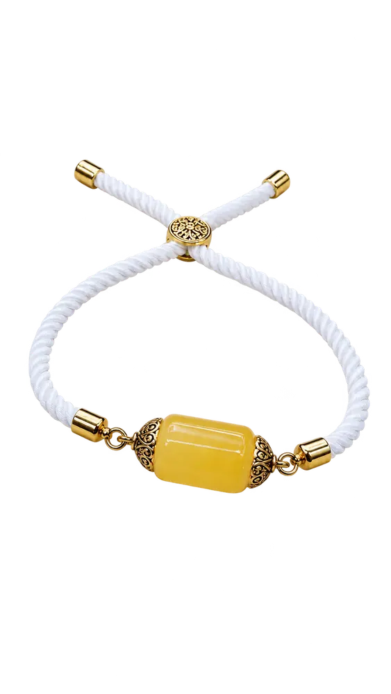 White Barrel Amber Bracelet — 10.5 mm