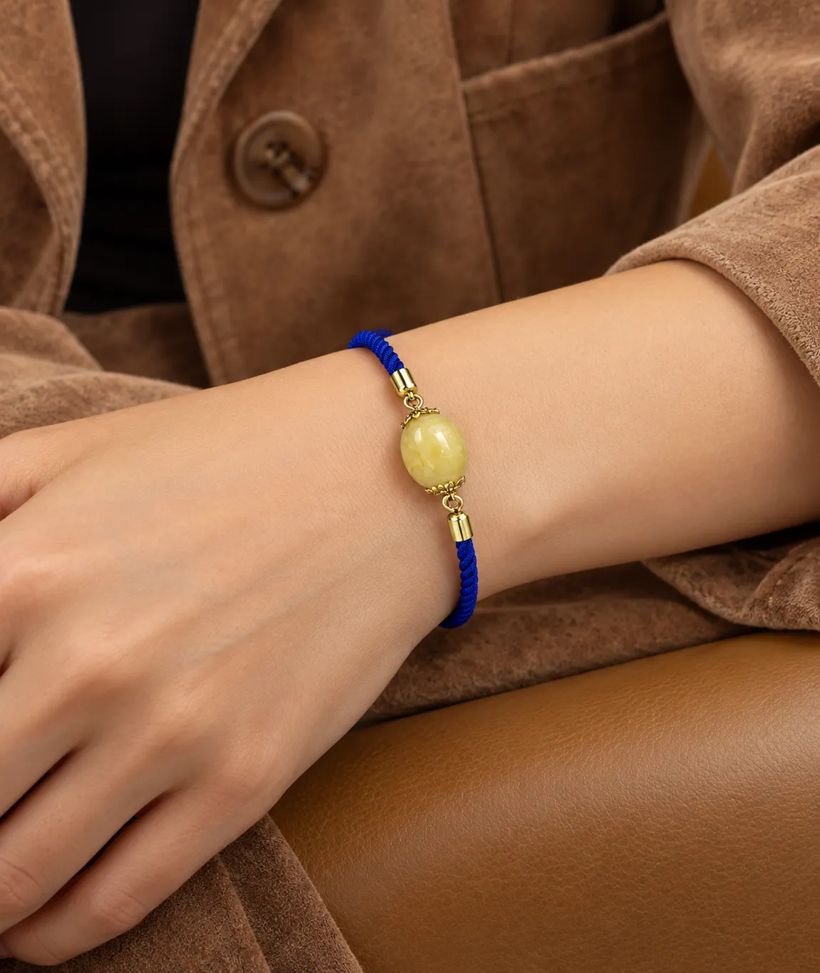Amber Beach bracelet worn on a wrist